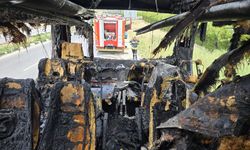 Girne – Lefkoşa ana yolunda seyreden otobüste yangın...