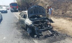 Lefkoşa – Girne ana yolunda araç yandı