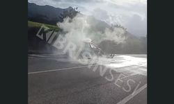 Seyir halindeki araç alevlere teslim oldu