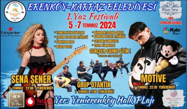 Yenierenköy Halk Plajı’nda 1. Yaz Festivali düzenlenecek