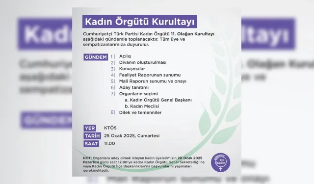 CTP Kadın Örgütü'nün 11. Olağan Kurultayı yapılacak