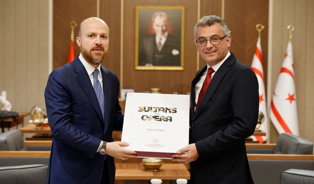 Cumhurbaşkanı Tufan Erhürman, İBTAV Mütevelli Üyesi Necmeddin Bilal Erdoğan’ı kabul etti