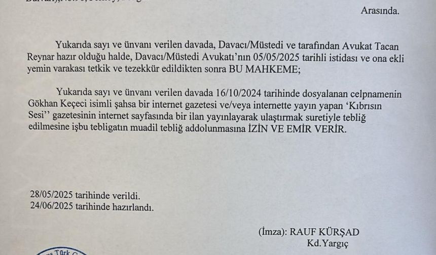 Lefkoşa Kaza Mahkemesi / Genel İstida No: 213/2024