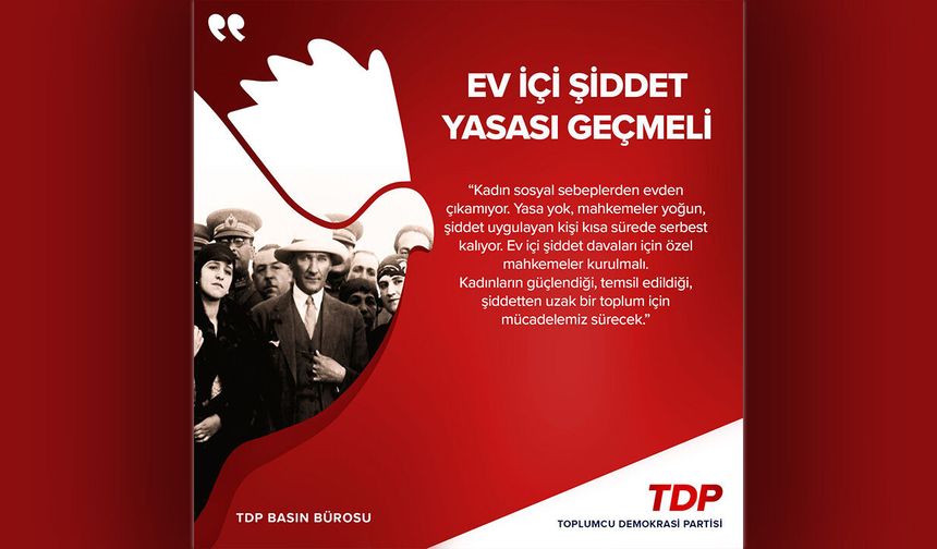 TDP: Ev İçi Şiddet Yasası derhal geçmeli; kadın hakları mücadelesi tamamlanmadı