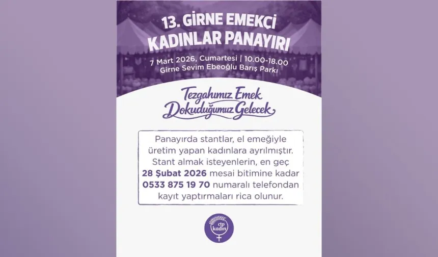 CTP Kadın Örgütü Girne İlçesi, “Emekçi Kadınlar Panayırı” düzenliyor