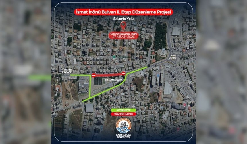 Sakarya kavşağı ile Zorbalar Sokak dönüşü arasındaki güzergâh yarından itibaren trafiğe kapatılacak