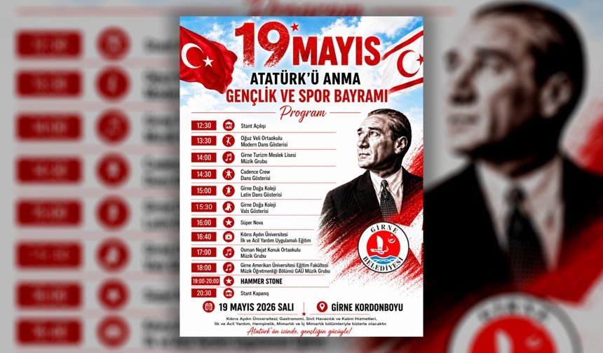19 Mayıs Atatürk’ü Anma, Gençlik ve Spor Bayramı Girne'de etkinliklerle kutlanacak