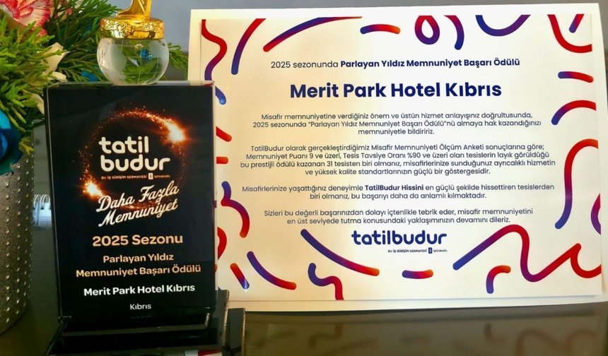 Merit Park Hotel'e TatilBudur'dan "Parlayan Yıldız Memnuniyet Başarı Ödülü"