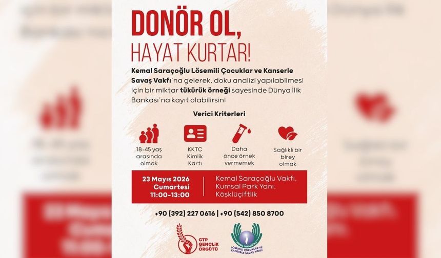 CTP Gençlik Örgütü’nden anlamlı çağrı: “Donör Ol, Hayat Kurtar!”