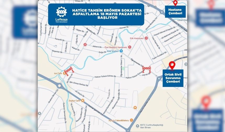 Pazartesi günü Hatice Tahsin Erönen Sokak'ta Asfaltlama Çalışmaları Başlıyor