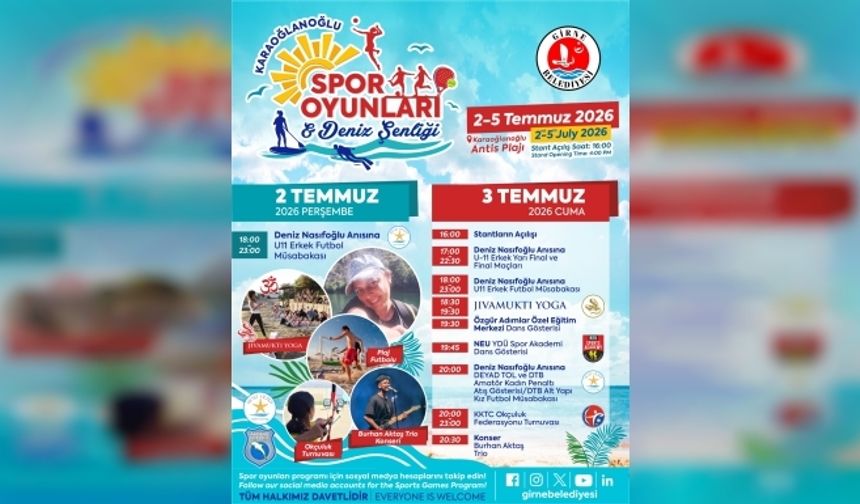 Karaoğlanoğlu Spor Oyunları ve Deniz Şenliği yarın başlıyor