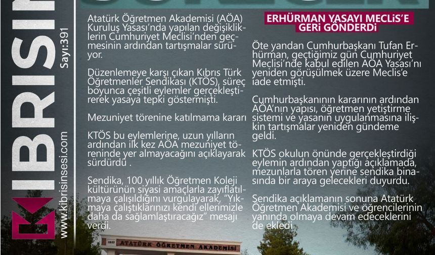 BUGÜNÜN MANŞETİ | KTÖS'TEN BOYKOT KARARI: MÜCADELEMİZ SÜRECEK